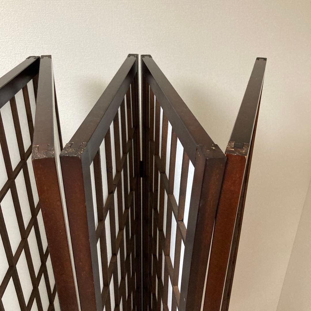 パーテーション　木製　6連　格子模様　昭和レトロ　和風