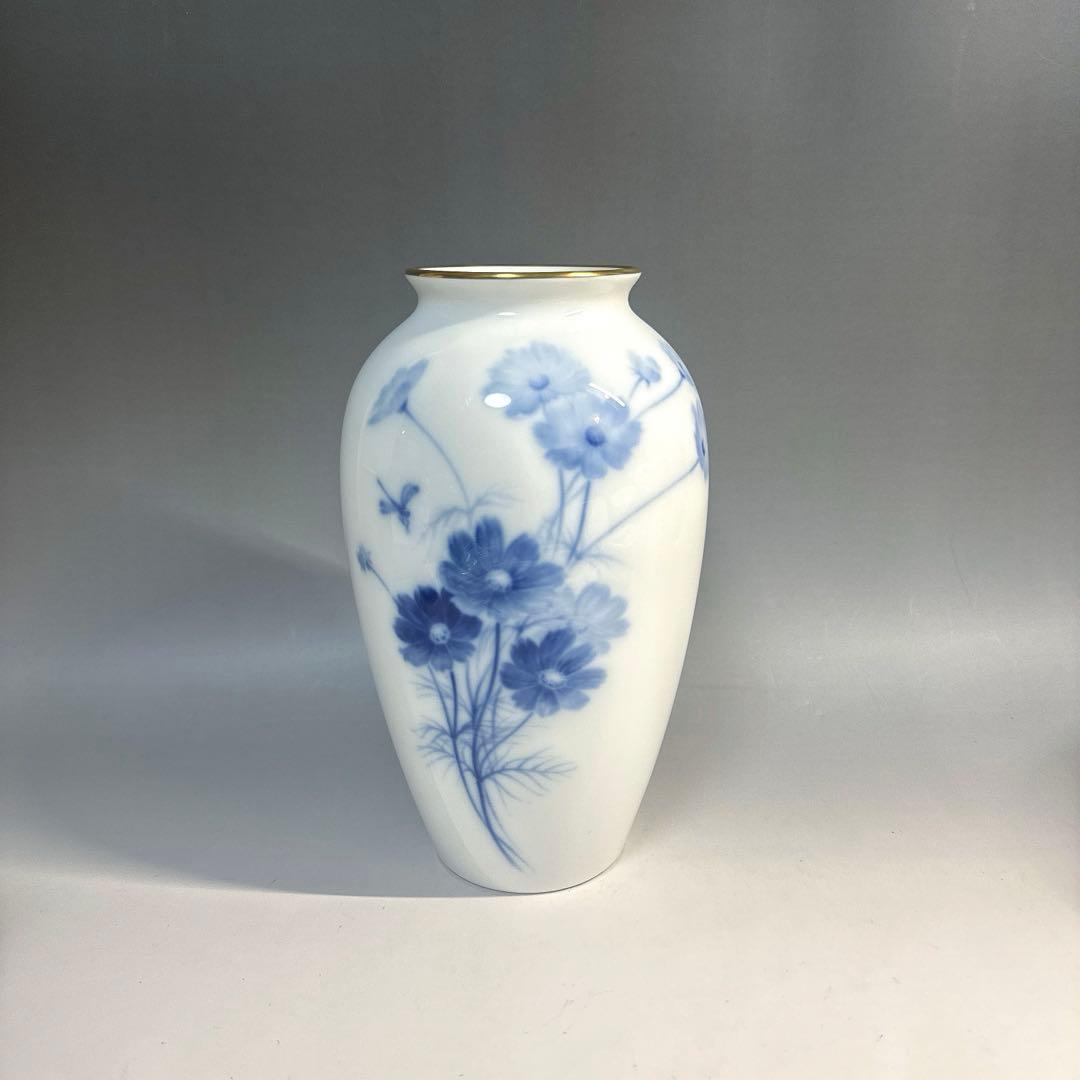 大倉陶園　ブルーコスモス　花入　花瓶　美品　廃盤品
