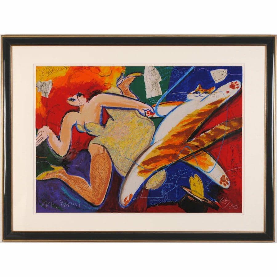 マイケル・ルー　『ハロー ブロードウェイ』 版画　直筆サイン　猫　絵