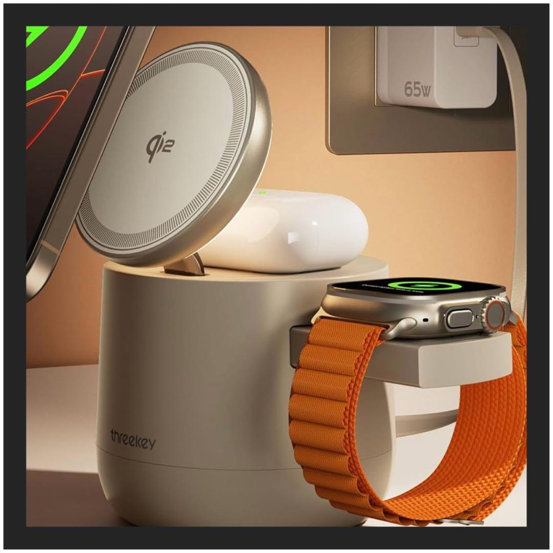 新品 THREEKEY 4in1 MFI PSE認証 ワイヤレス充電器 おしゃれ