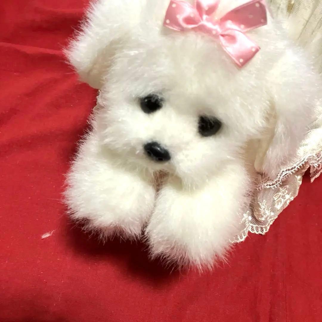 マルチーズぬいぐるみ　犬　白い犬　子犬　わんちゃん　レトロぬいぐるみ犬　リアル