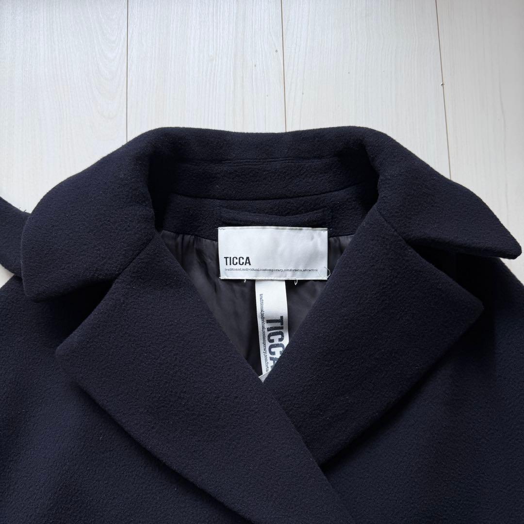 美品✨ティッカ テントコート ウール ダブルボタン　ネイビー　ロングコート　F