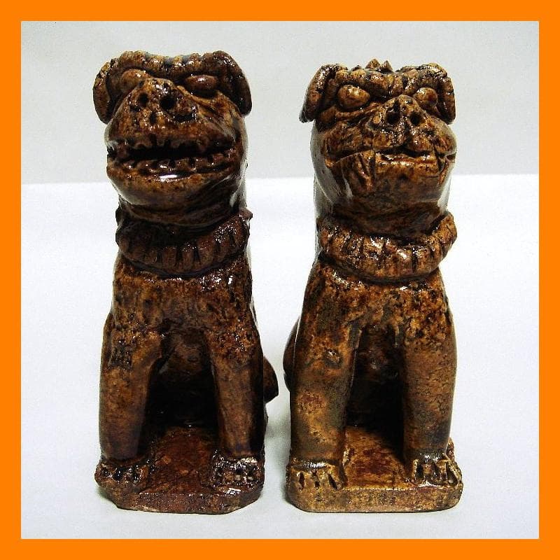 915『獅子狛犬 阿吽一対』　/骨董品 古美術 古道具 アンティーク