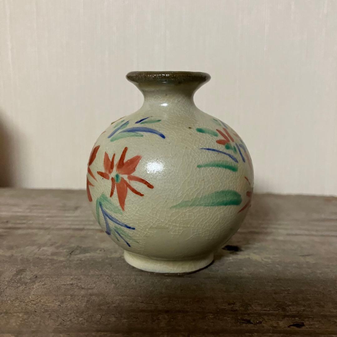 壺屋焼　小橋川ツル子　三代仁王　赤絵　水滴