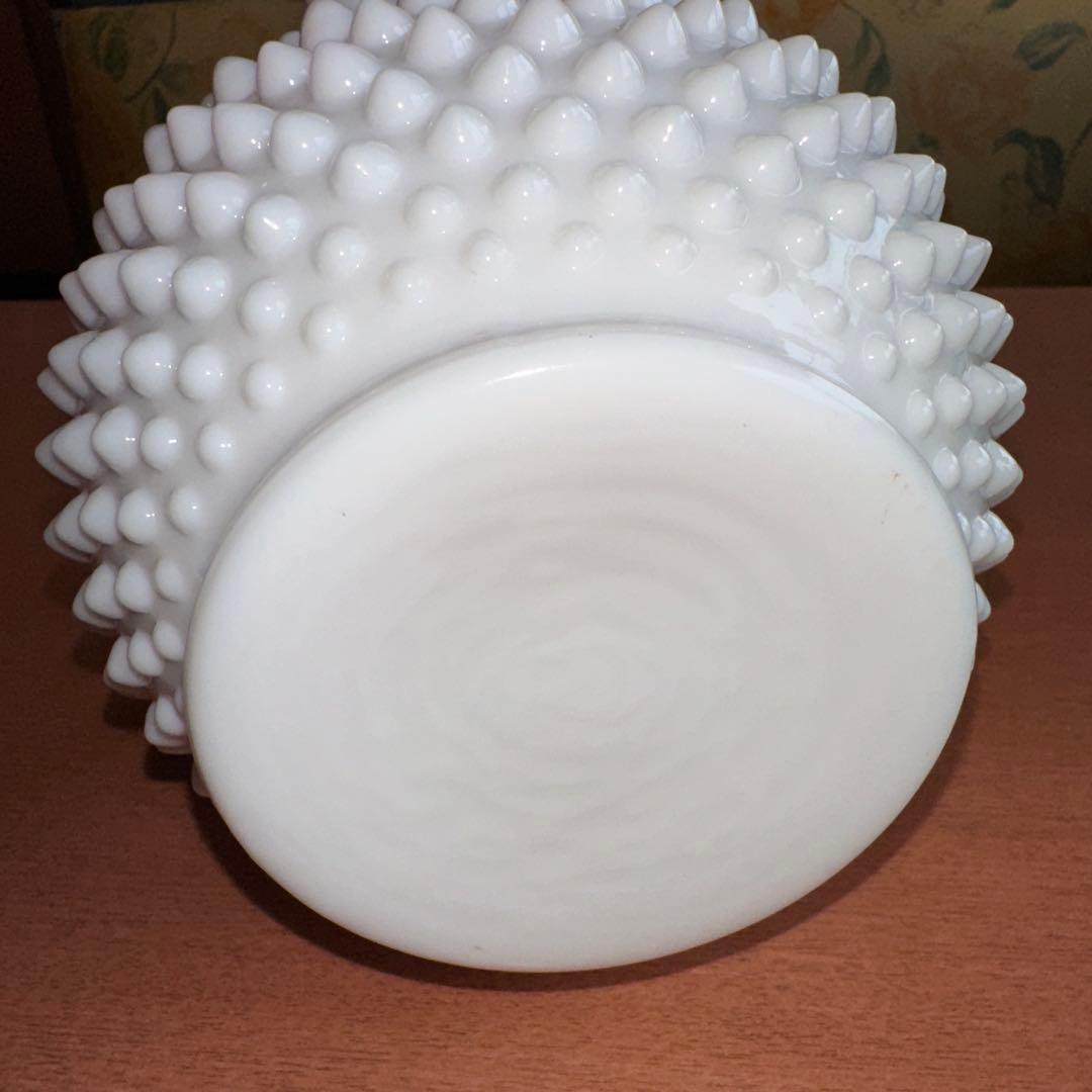 フェントン ミルクガラス ボブネイル ピーチブロウ 13×14cm 極美品