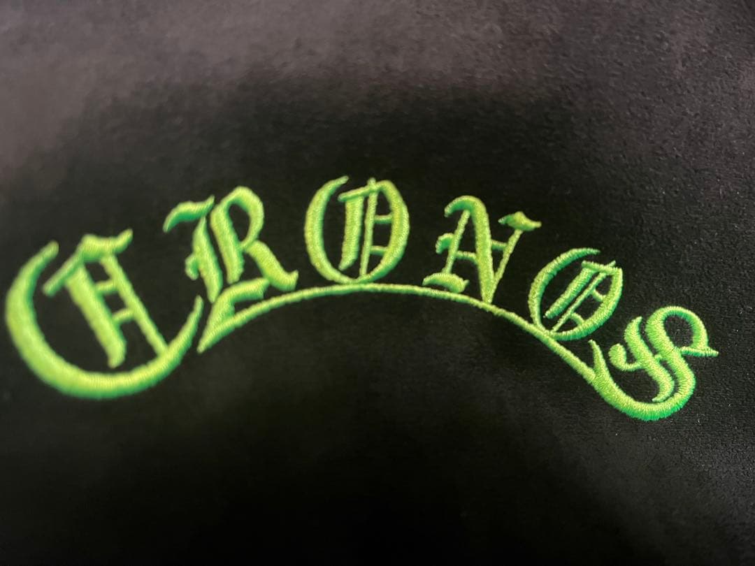 CRONOS クロノス スウェードパーカー L 黒×ネオングリーン 刺繍　限定