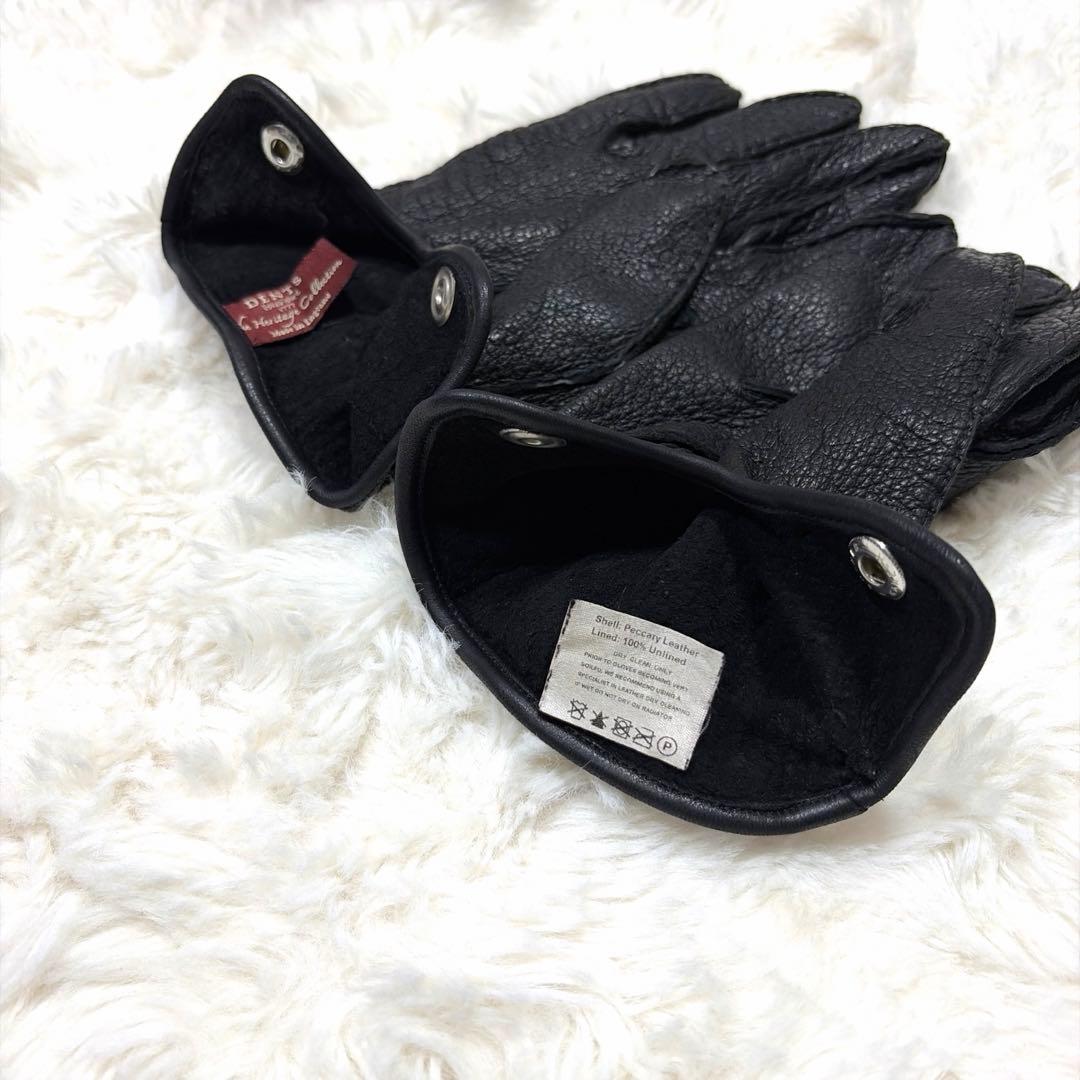 希少 レア DENTS デンツ アンライニング ペッカリー 本革 手袋