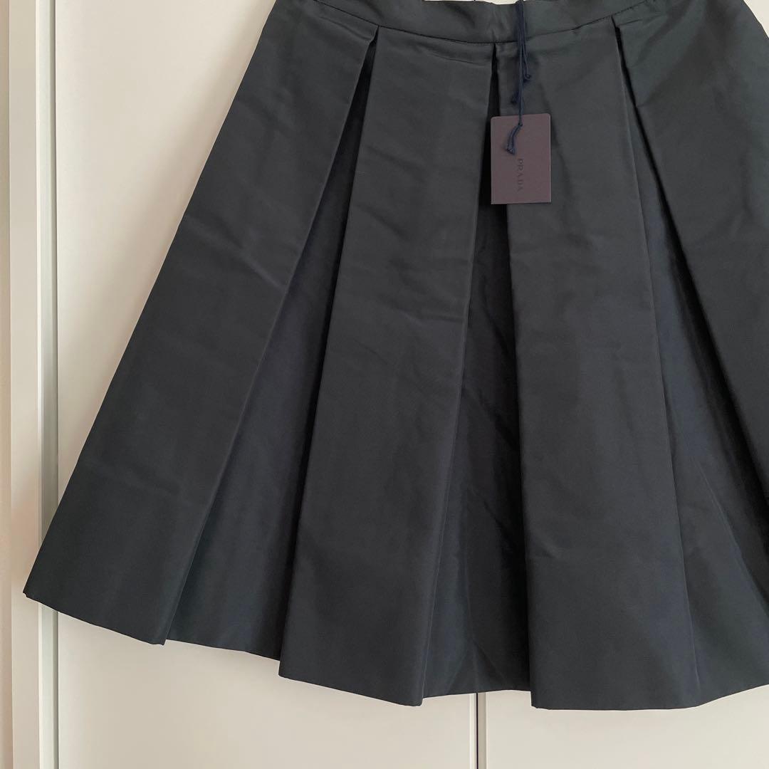【新品・未使用】PRADA シルク スカート ネイビー 40