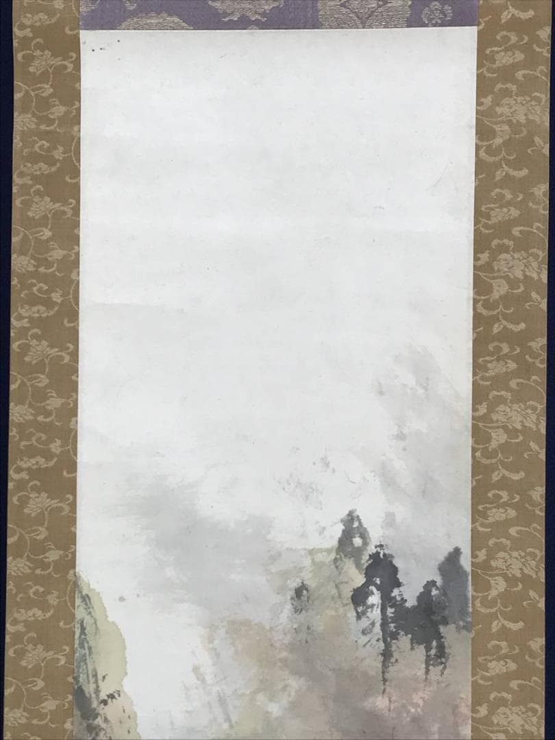 真作/藤井松山/秋景筏下り図/山水図/秋景山水図/掛軸/名家伝来/AE-60