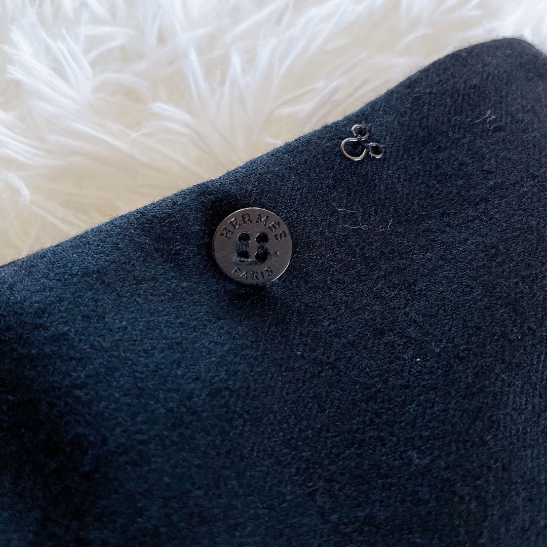 希少✨【エルメス】レザーベルト ラップスカート 巻きスカート ブラック ロゴ刻印