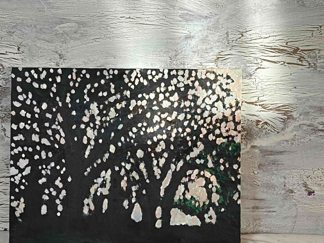 油彩画　原画「キラメク木漏れ日」アート　絵画 32×41㎝ F6　キャンバス