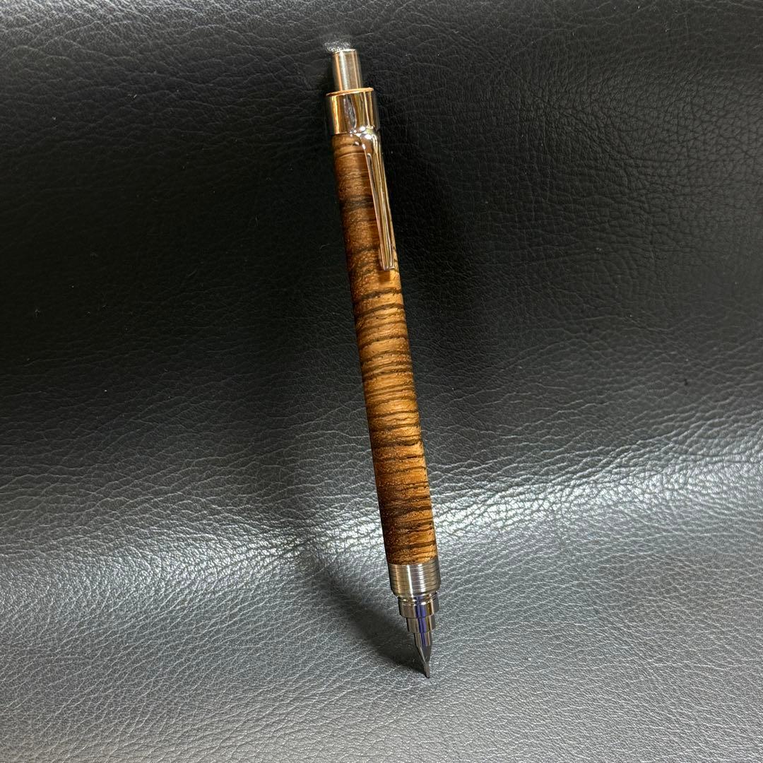 210ゼブラウッド横目スタビ　木製シャーペン　超低重心(溝付き) ステンレス