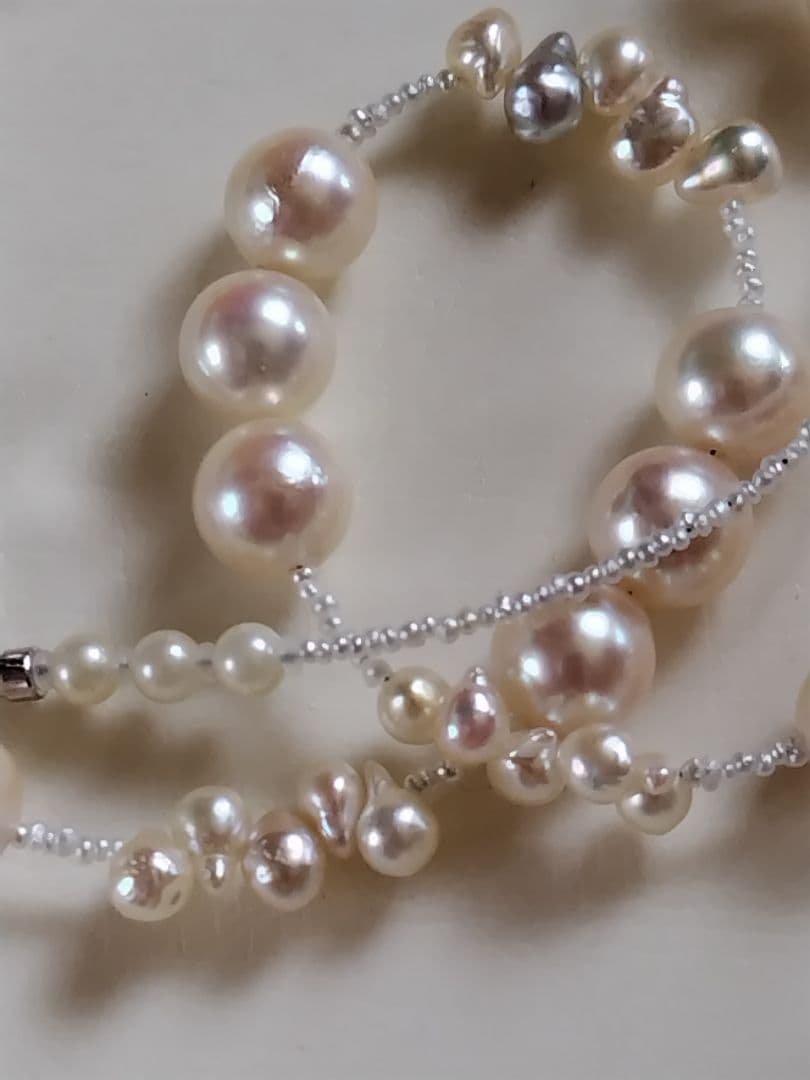 アコヤ真珠、あこや真珠ベビークレオパトラ、あこや砂芥子パール、オメガ風ネックレス