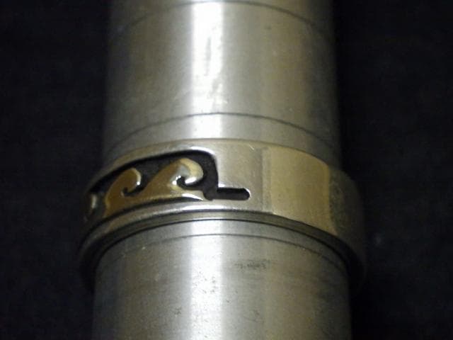 18.5号 波 インレイリング 14K ゴールド 925 インディアンジュエリー