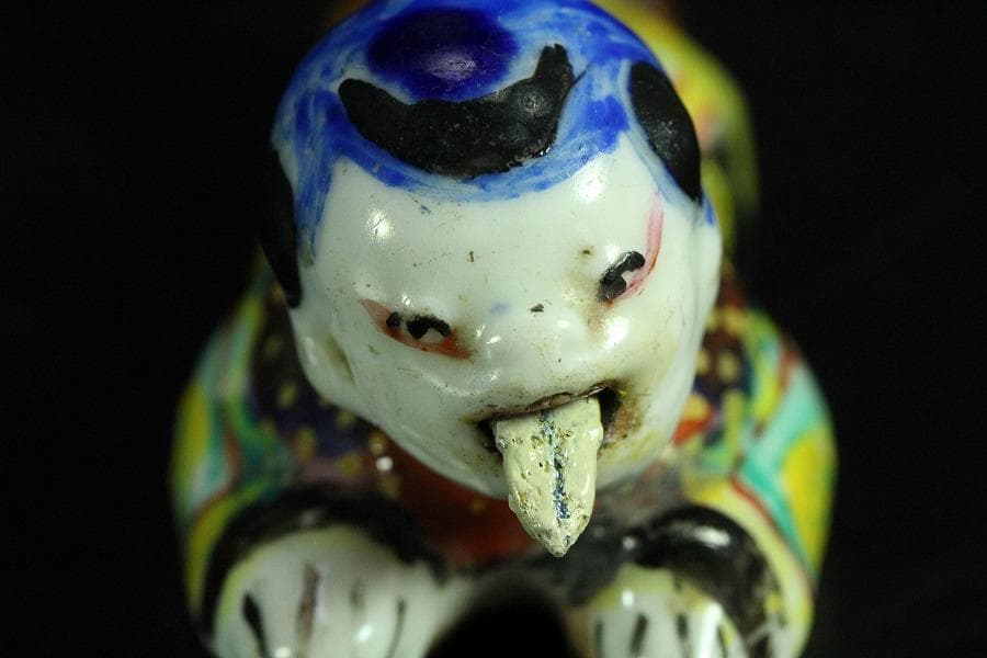 古平戸 唐子 舌出し 首振り 人形 希少 時代物(K-YC456)