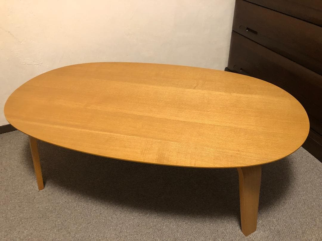 【廃盤品】無印良品楕円こたつ・タモ材曲木脚、ふとん小付き