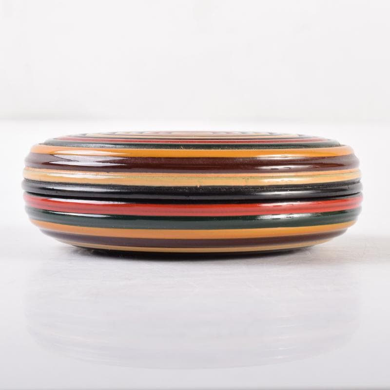 茶道具　日本工芸会正会員　小椋榮一作　独楽香合　共布共箱　V　7026