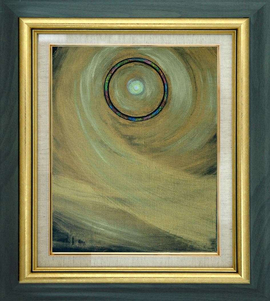 油絵 菅家令子 絵 絵画インテリア額付(白)F3-G172023 風景祈り 希望