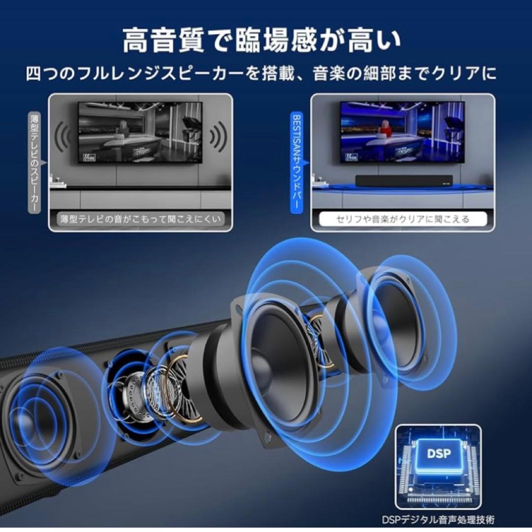サウンドバー テレビ用スピーカー PC用　シアターバー フルレンジスピーカー