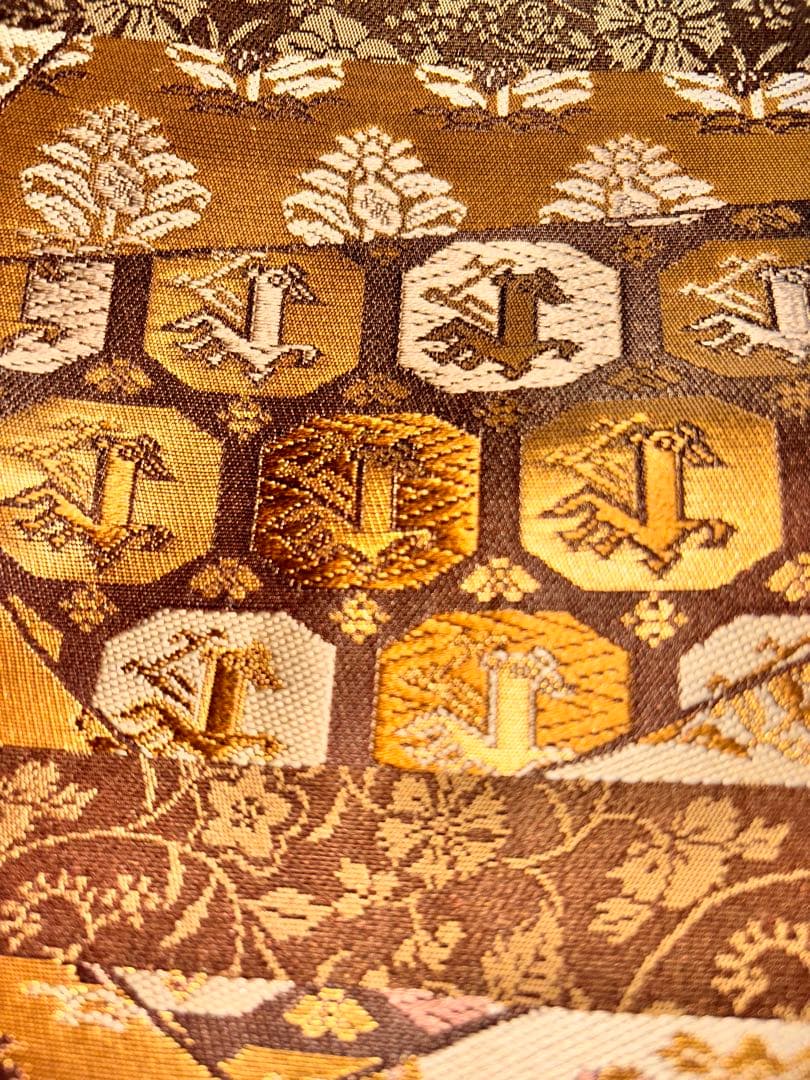 悠久の美　箔屋清兵衛　袋帯 美品 逸品 落款 箔 灰紫 お太鼓柄 正絹