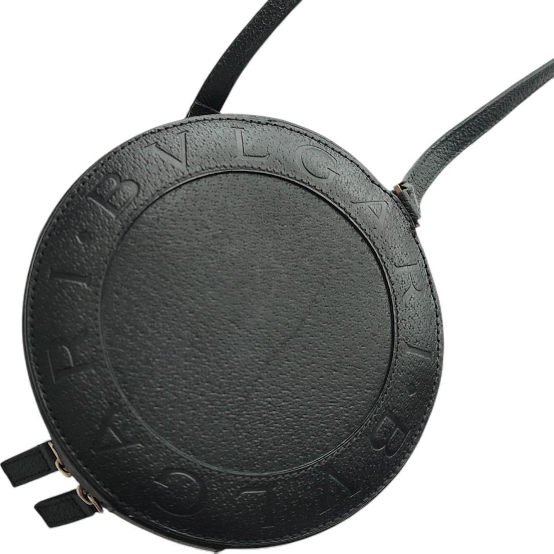 超美品 ブルガリ ミニ ショルダーバッグ ビーゼロワン ロゴ レザー ブラック