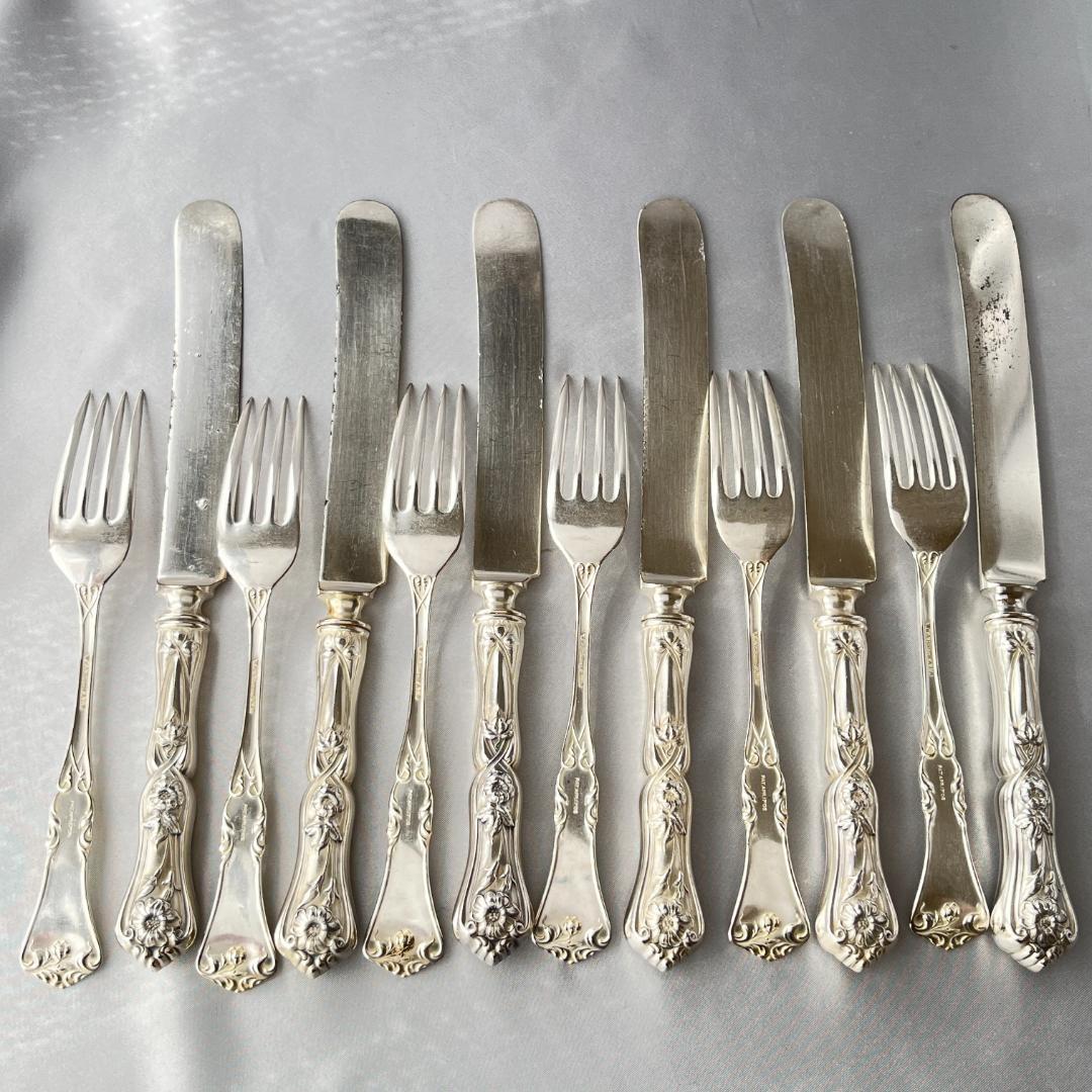 【WM A Rogers】アールヌーボー ディナーナイフ / フォーク 12本