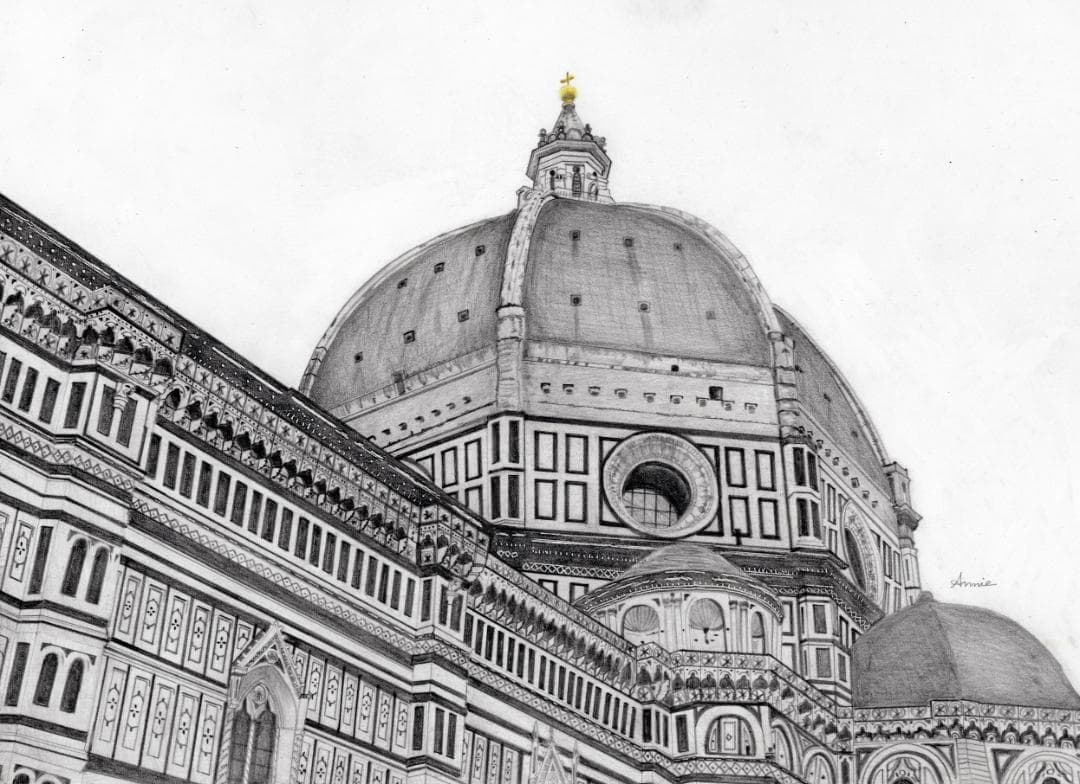 鉛筆画「Cloudy Florence」　B5大サイズ