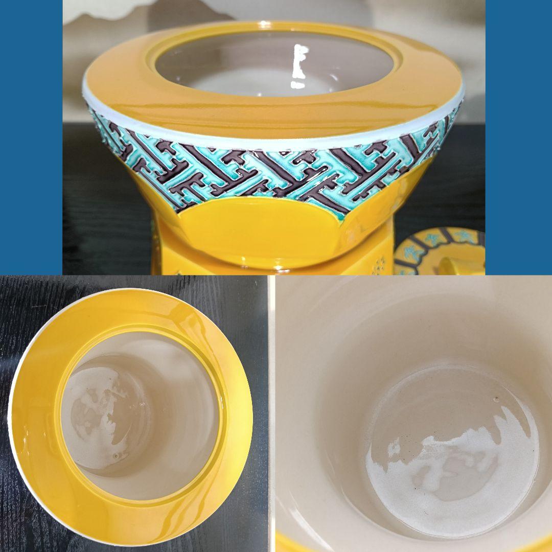 ふるAN80 茶道具 水指 中村翠嵐 黄交趾 宝尽くし替蓋 未使用 共箱