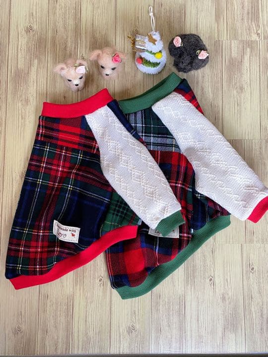 犬服  ラグラン Xmasカラー   ꒡̈⃝Lily꒡̈⃝ハンドメイド
