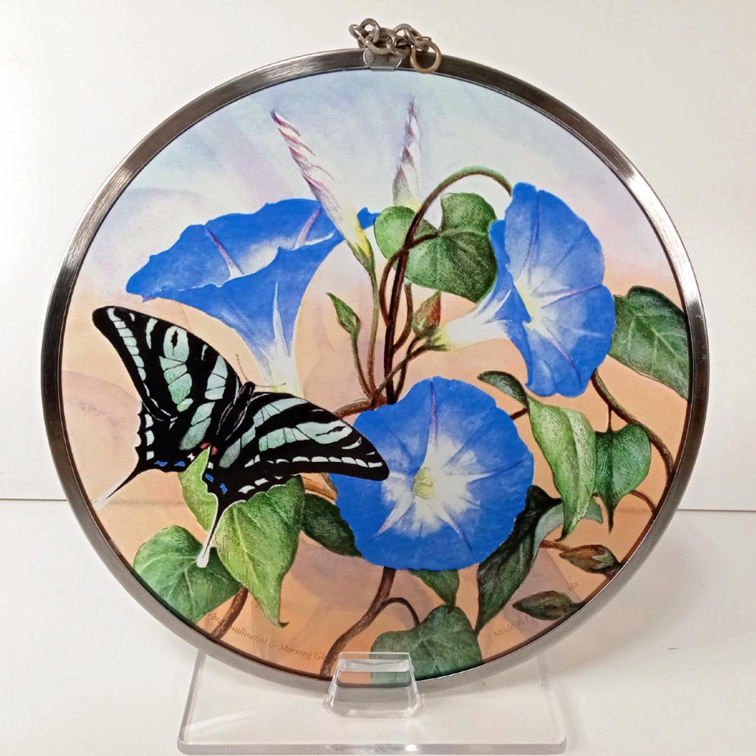 新品 夏・ゼブラアゲハ蝶と朝顔 カナダ・ステンドグラス社　ちょうちょ　あさがお