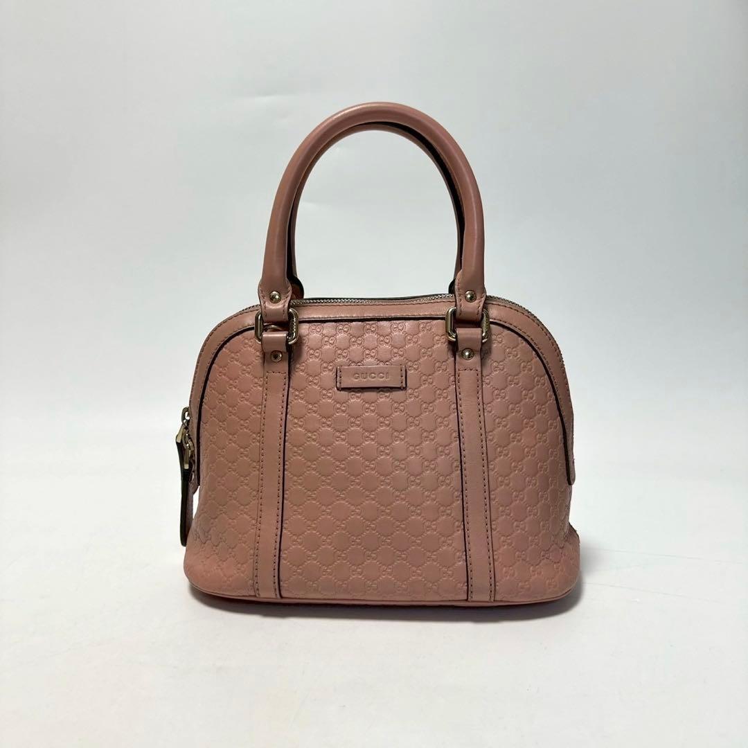 r81【美品】グッチ　GGシマ　レザーピンク　2wayショルダー ハンドバッグ.