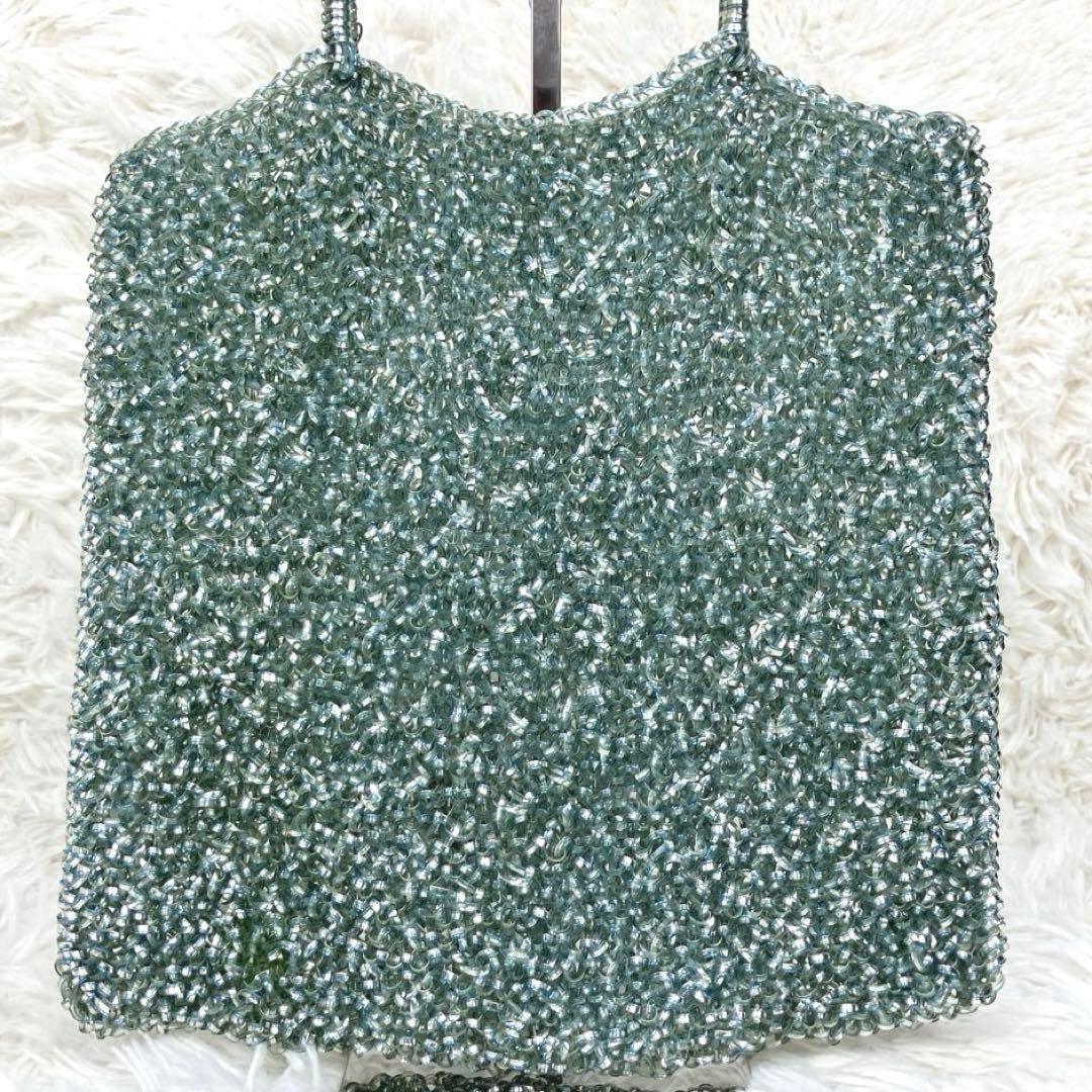 フラワー アンテプリマ スクエア ブルーシルバー ワイヤーバッグ チャーム