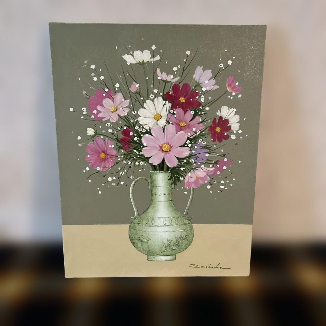 コスモス　千賀節子　油彩画