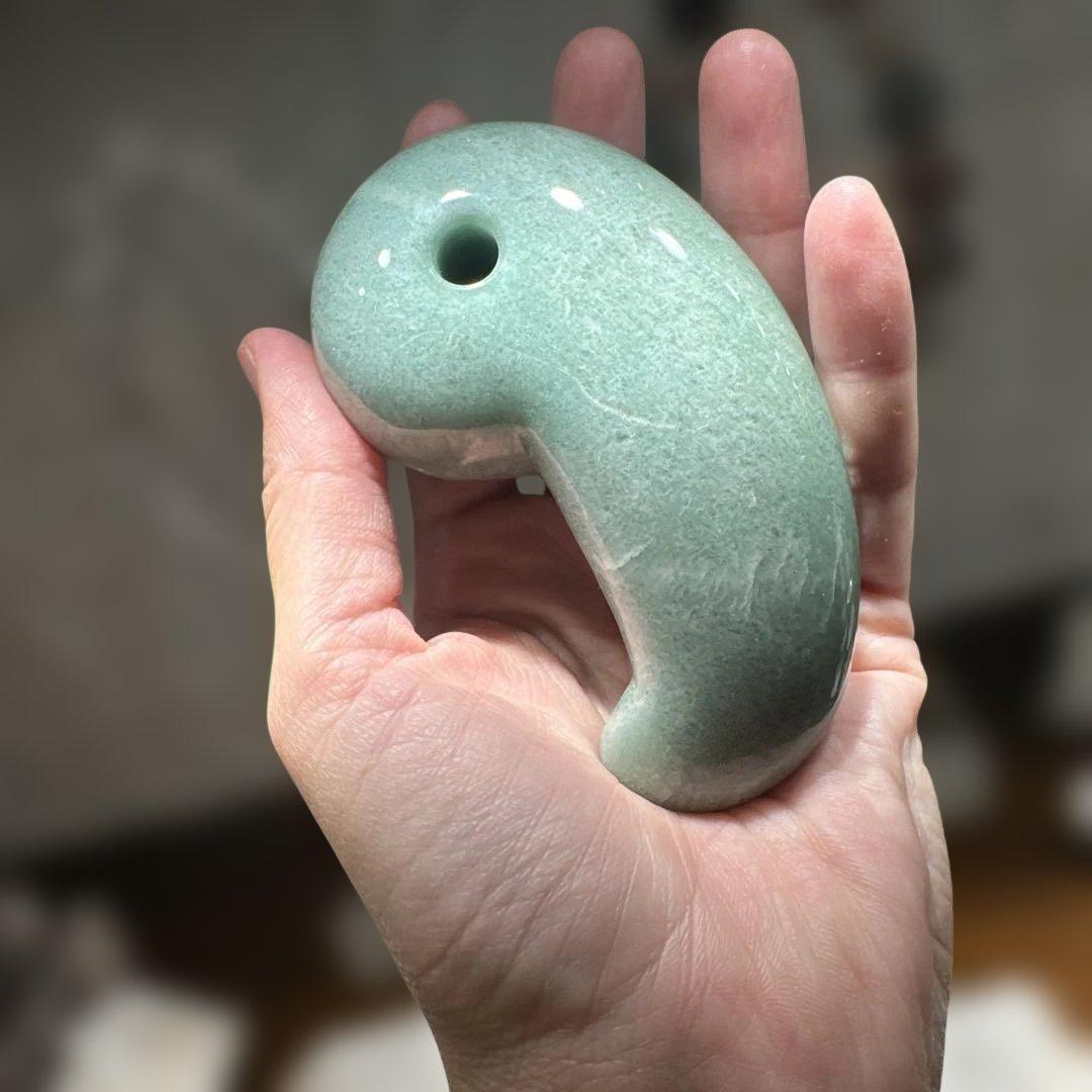 天然石 グリーンアベンチュリン 勾玉 大型 277g