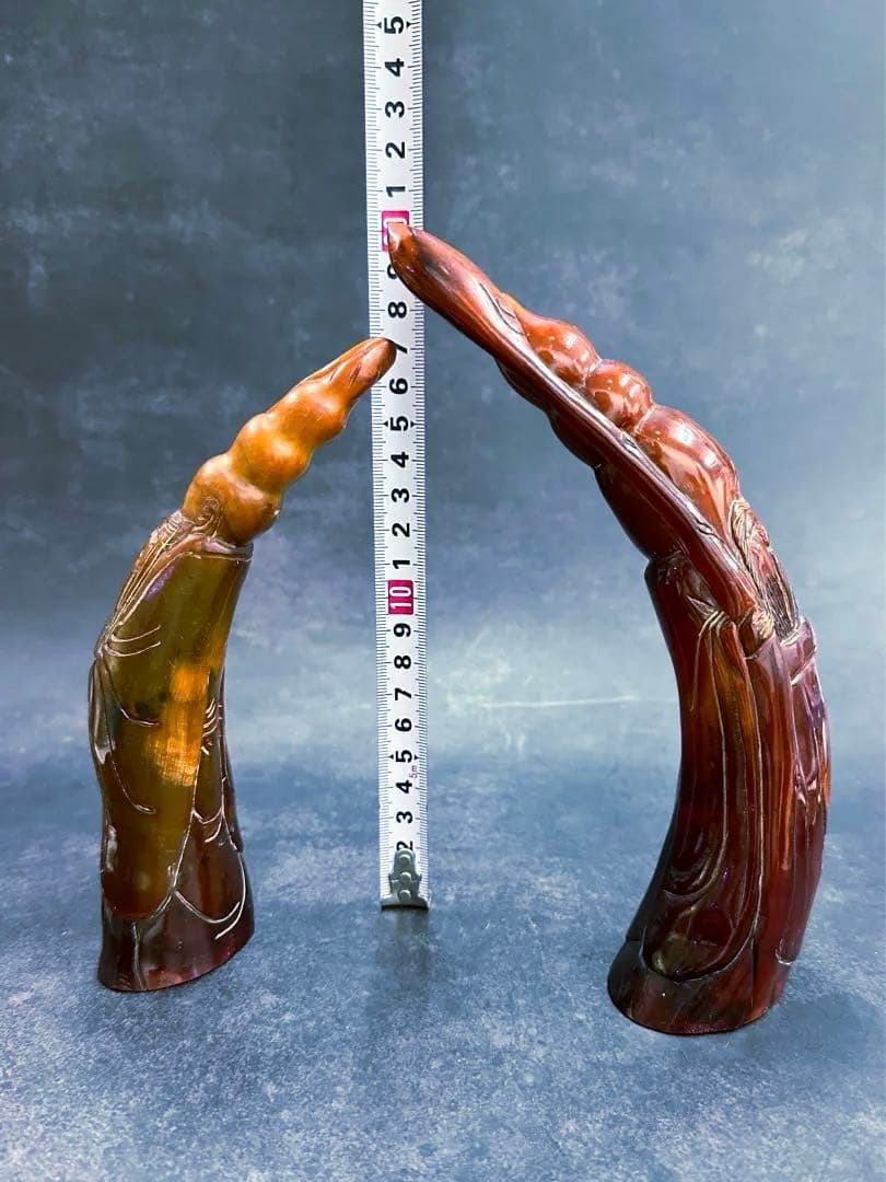 【⭐️稀少❣️美品⭐️】水牛彫刻　角製寿老人像　角製壽老翁人物　中國美術　東洋彫刻