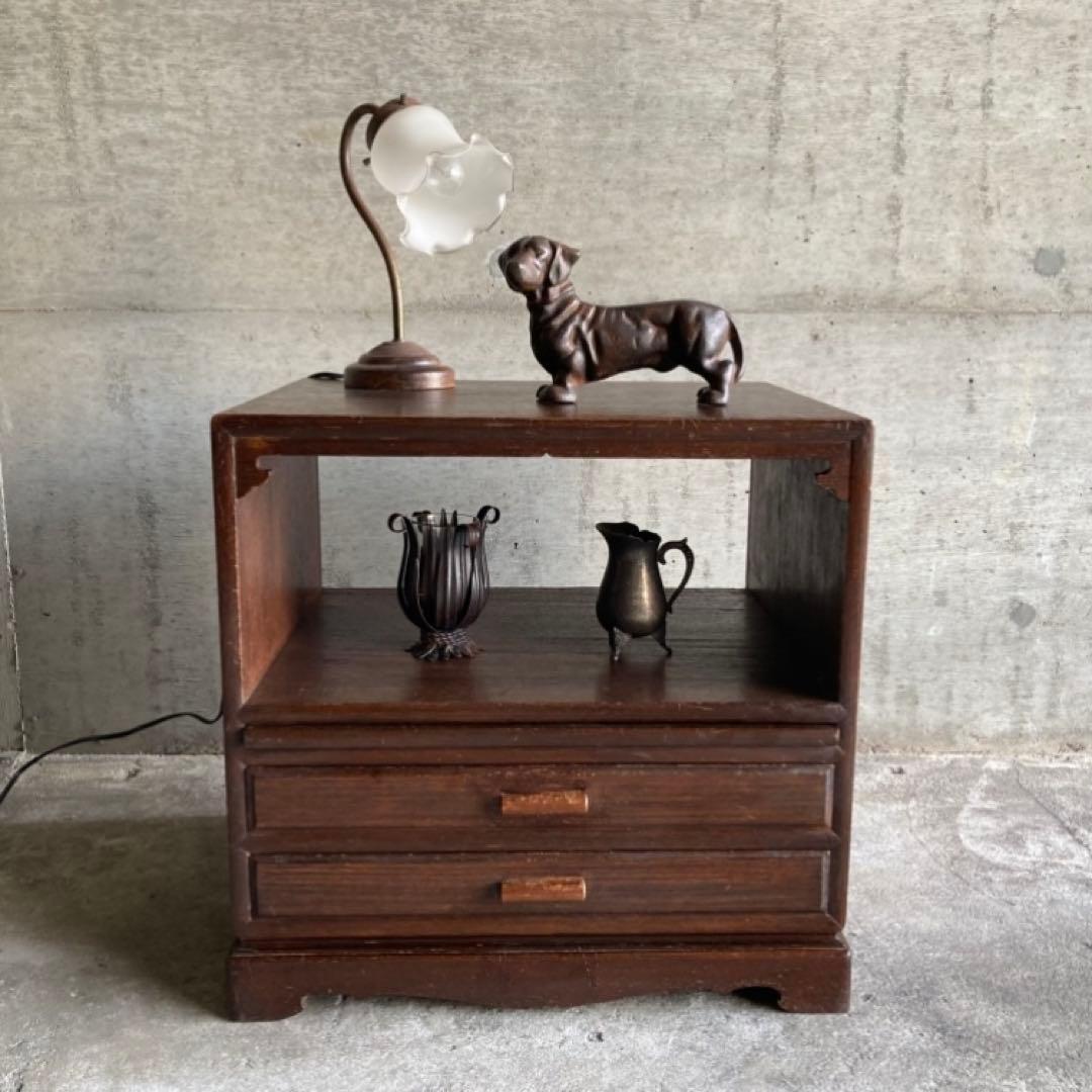 古い飾り棚 置物台 引き出し 収納 ラック チェスト キャビネット 木製 レトロ