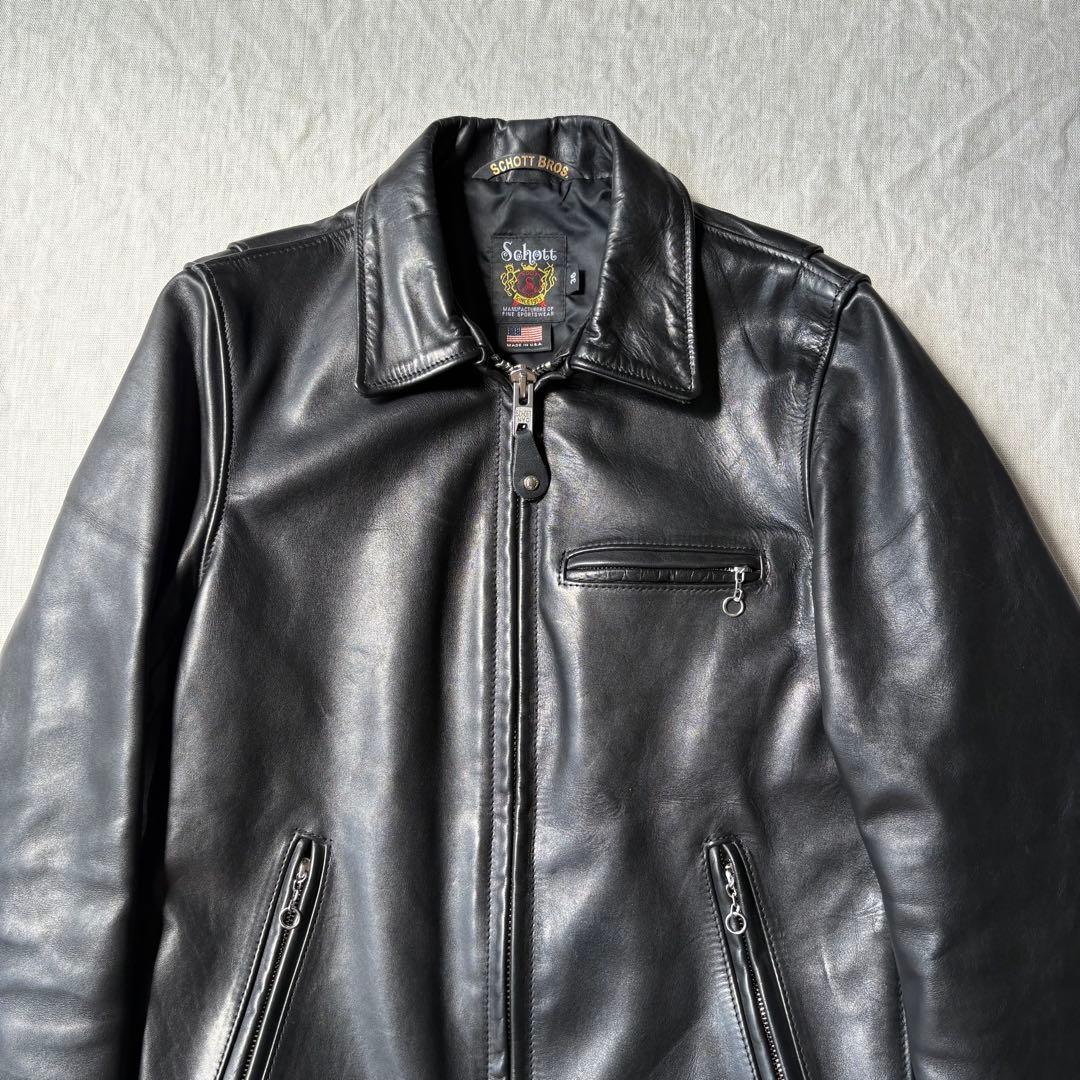 美品 Schott ショット7209 ブラック レザートラッカージャケット 36