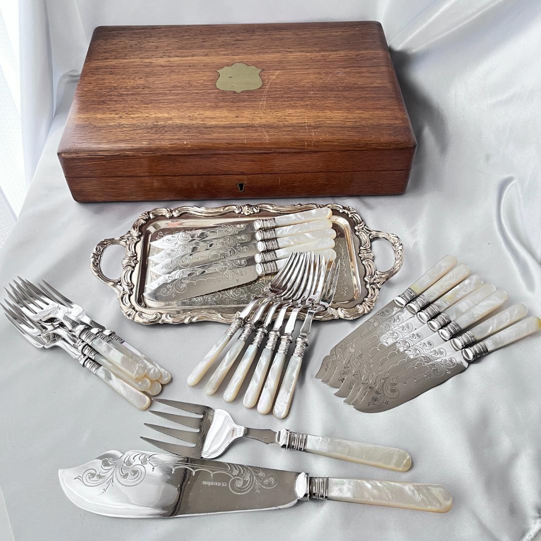 【Walker & Hall】【白蝶貝 / 純銀継手】カトラリーセット サーバー