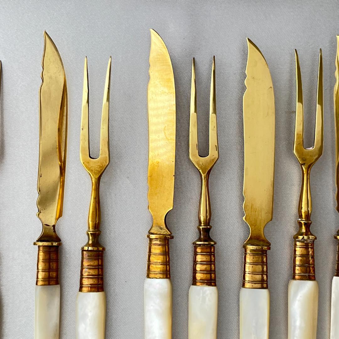 【仏蘭西】【白蝶貝】パストリーセット フォーク / ナイフ 12本