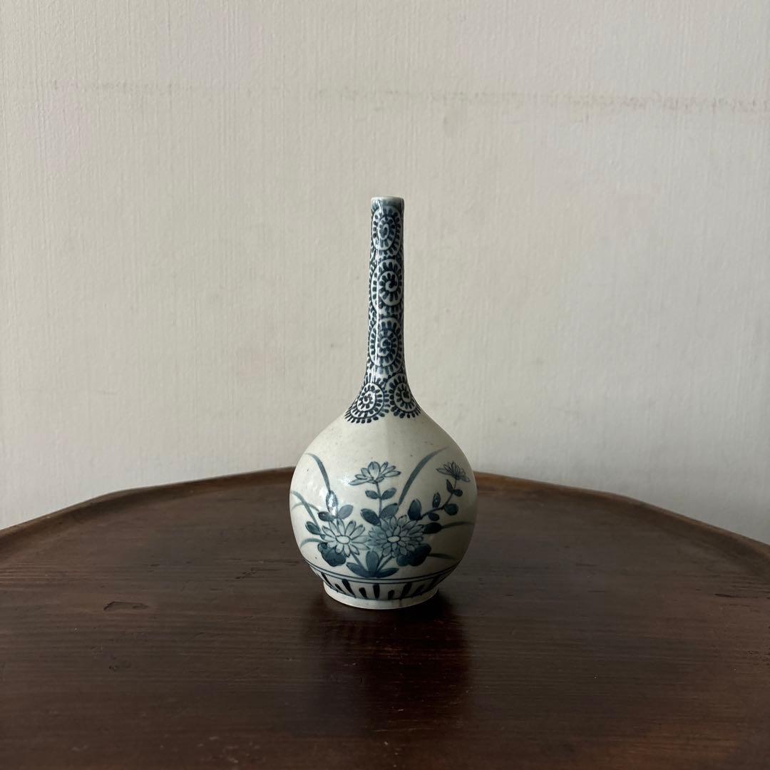 伊万里染付　徳利　一輪挿し　古道具　アンティーク　骨董　古美術　花器　傷　検李朝