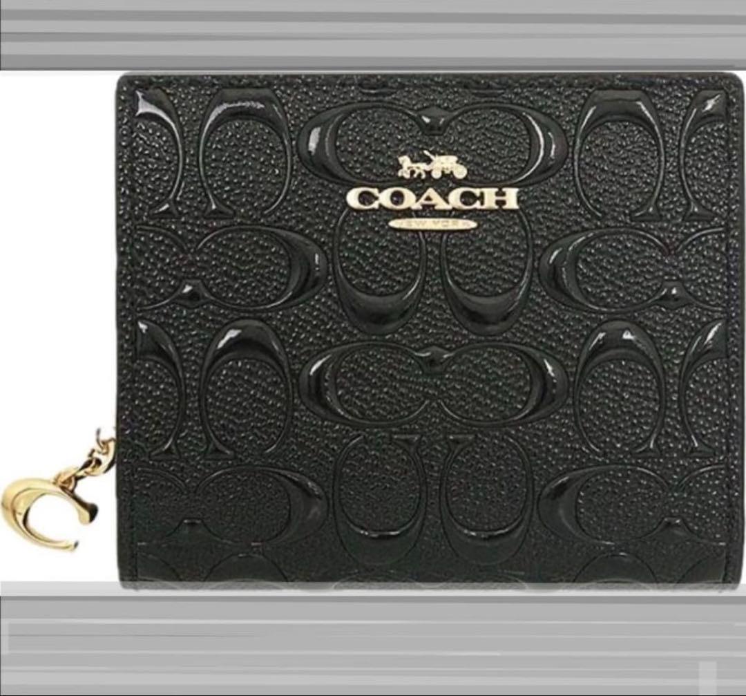 COACHコーチ ミニ財布 二つ折り キーホルダー エンボスシグネチャー