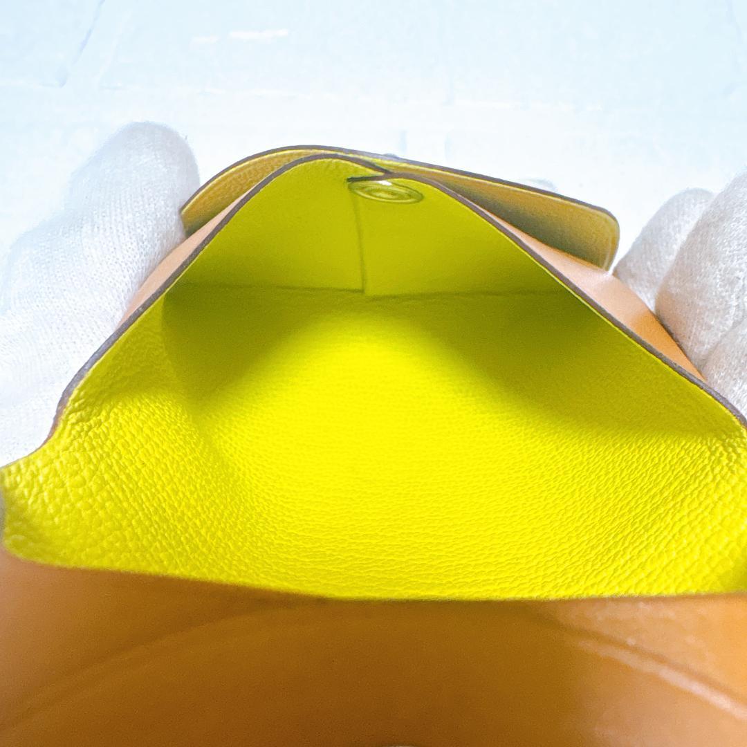 美品✨HERMES バスティア ケース ヴェルソ ブラウン×イエロー