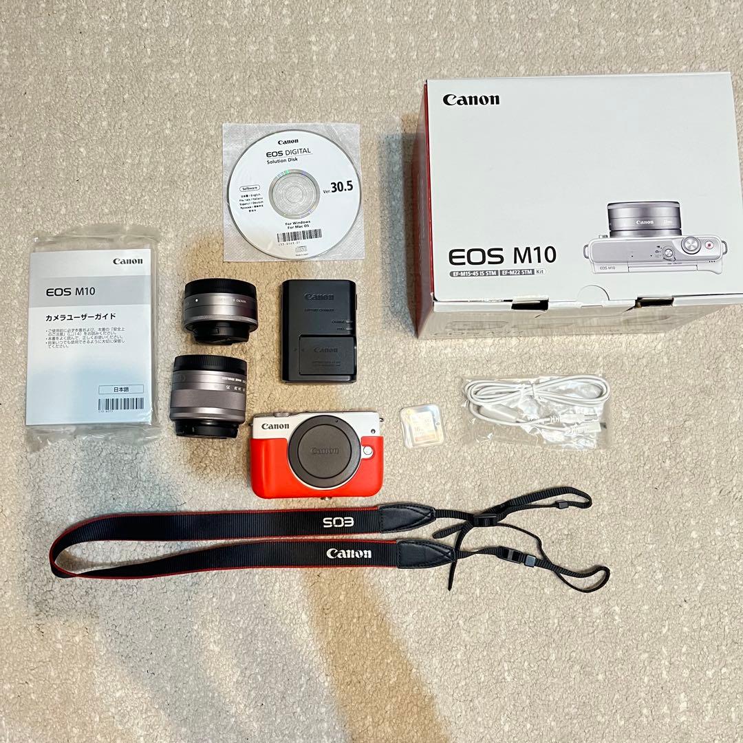 Canon EOS M10 ダブルレンズキット レッドケース付き