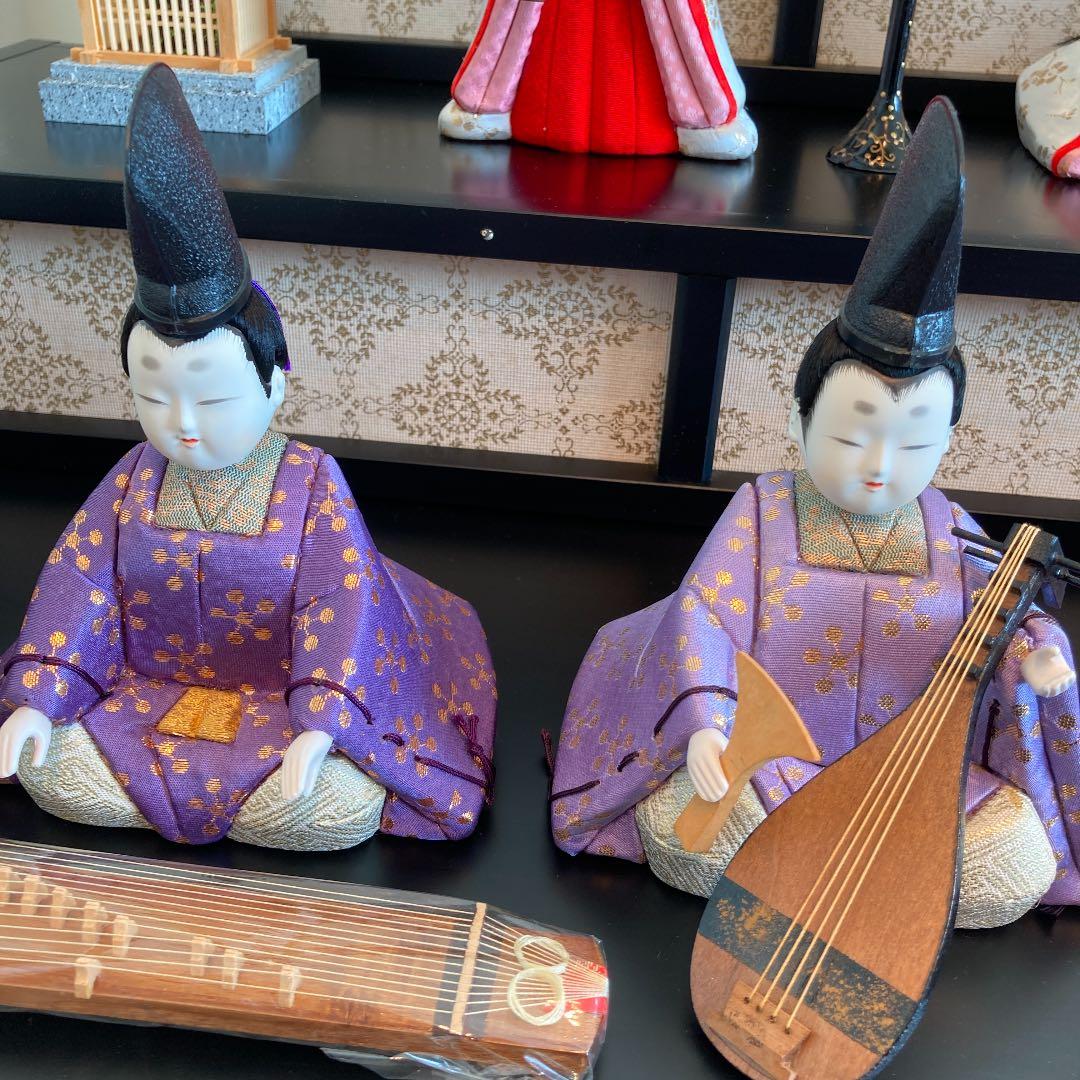 はぎー　お雛様　三段　久月　黒い雛壇　七楽人　※都内直接お渡し品