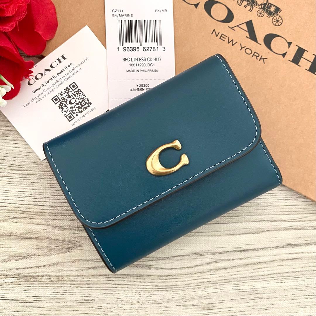 【正規品　新品】COACH コーチ　折り財布 グリーン　三つ折り財布