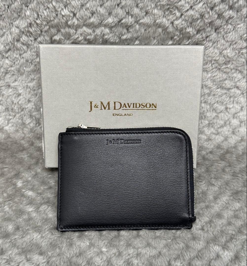《未使用品》J&M DAVIDSON L字ファスナー コンパクト財布　ブラック