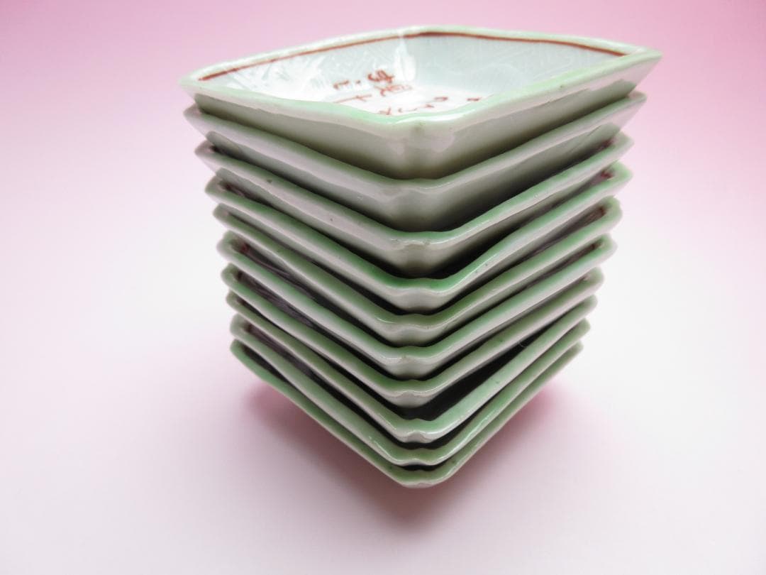 時代 岩谷焼 角小皿 豆皿 魚介模様 １０枚 61119