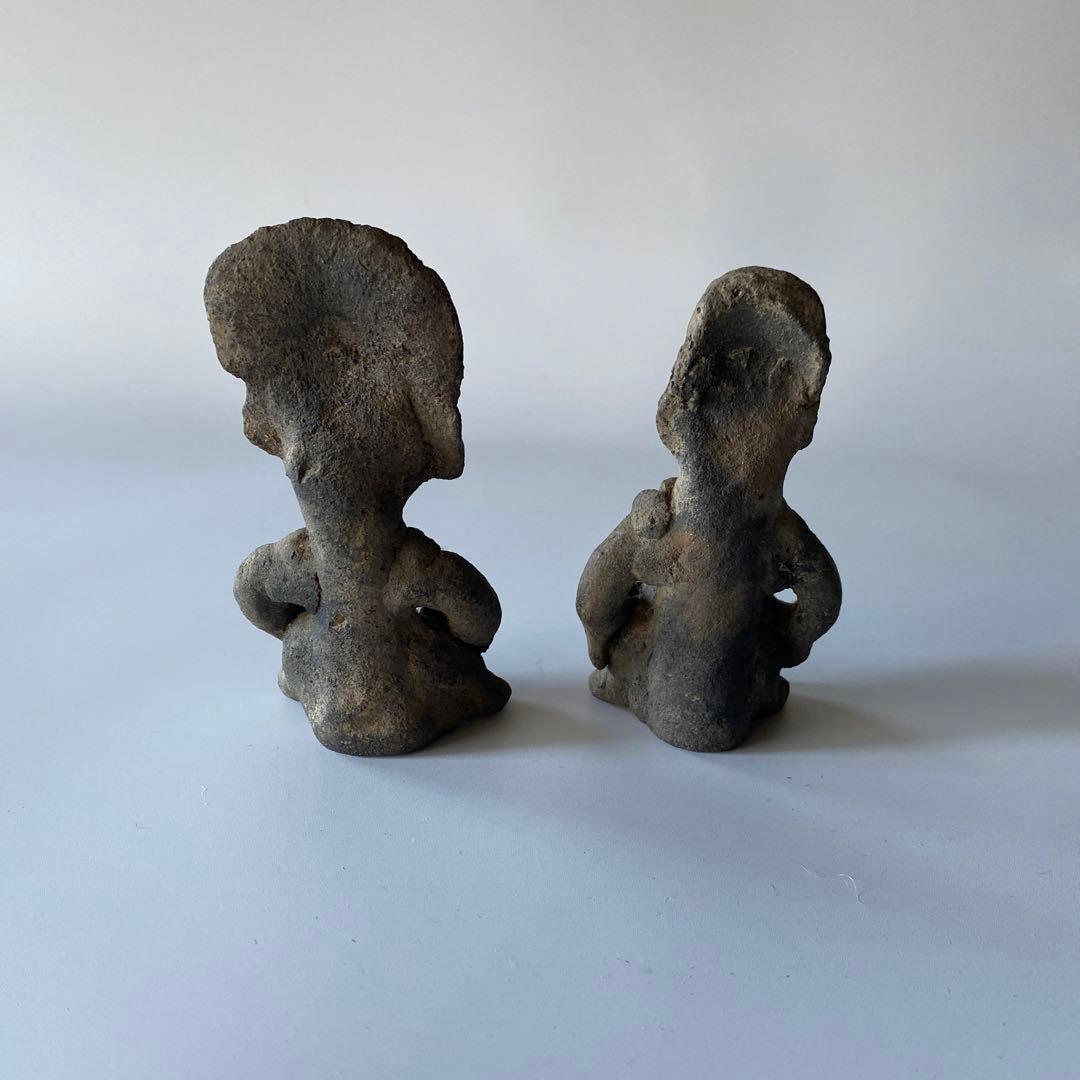 メキシコ 土製人物像 一対 プリミティブアート 中米系 土偶 人物像 ペア