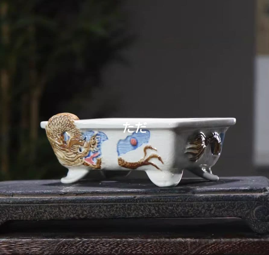 色絵龍盆 青磁鉢 山野草鉢 多肉植物 植木鉢 小品大品盆栽鉢 置物 色を選びます