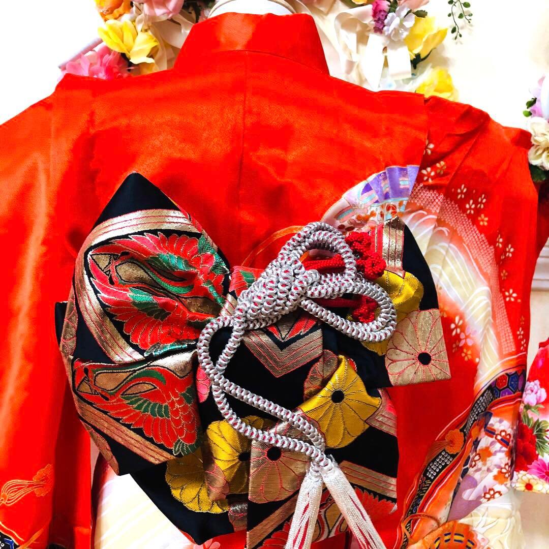 七五三7歳❣️人気赤地暈し金彩際立つ完全フルセッット⭐︎扇熨斗鶴菊金彩煌びやか際立つ